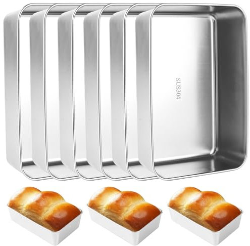 CYEER 6 Stück Brotbackformen, 22x14,5x6,3CM Edelstahl Brotbackform Rechteckig Brotform, Edelstahl Behälter, Kastenform 6er-Set für Brot, Kuchen, Toast, Leicht zu reinigen & Spülmaschinenfest