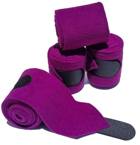 KURSHOW Horse Polo Leg Wraps Soft Fleece Wraps Equestrian Leg Bandage 4-Pack (Purple, Cob(8.2ft))