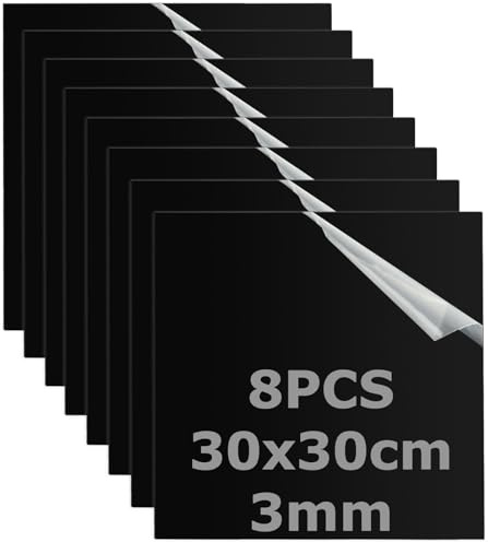 SHUESS 8 Stück Acrylglas Platte Schwarz 3mm 30x30 cm – Schwarz Acrylglas Platte Schwarze Acrylplatte beidseitig Schutzfolie, Kunststoffplatte 3mm für Lasergravur, Zuschnitt, DIY, Display & Malerei