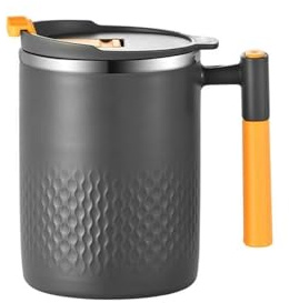 NEBE Tazas Taza de café de 450ml, Taza for Beber de Acero Inoxidable aislada de Gran Capacidad con Tapa, Taza de Leche y café for Desayuno Tazas para Cafe(3)