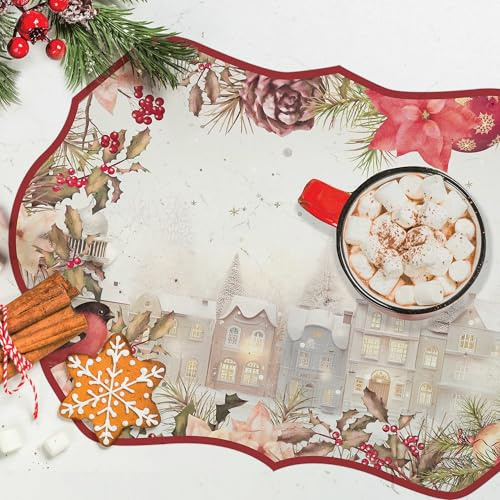 CREARREDA Tovagliette all'Americana Natalizie Set di 4 tovagliette colazione in PVC, 48x33 cm, antiscivolo, lavabili, resistenti allo sporco, resistenti al calore, Made in Italy