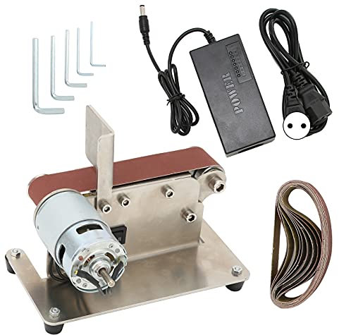 Levigatrice a nastro Natudeco Levigatrice elettrica regolabile a velocità variabile Levigatrice da banco per la lavorazione del legno (Spina UE 895)200W))