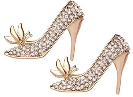 CALLARON Broche à talons hauts pour femme - Jolie broche pour femme - Broche à boucle pour chaussettes de mariage - Broche de créateur - Broche et broches de Saint-Valentin - Broche en diamant,