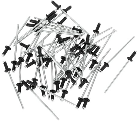 Partuto 50 Piezas Remaches Ciegos De Cabeza De Cúpula Con Gran Brida De Aluminio Negro Plateado 2.4mm Diámetro De Agarre 4mm Longitpc De Agarre 5mm Diámetro De La Brida