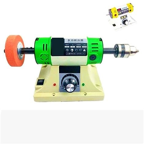 Esmeriladora de Banco, Máquina pulidora de banco eléctrico for joyería y gemas, pulidora de torno de escritorio, velocidad ajustable de 0 a 10000RPM, 750W, para moler, pulir y taladrar(Blanco)