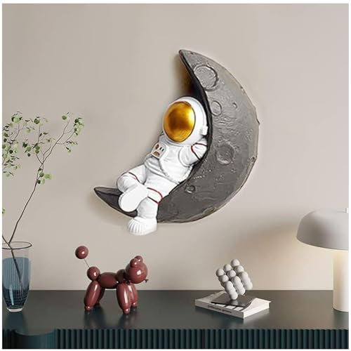 JOUFNING Hängende Skulptur - 3D-Astronauten-Wandskulptur, Wohnzimmer TV Hintergrund Wanddekoration Anhänger, Hochwertige Raumfahrer-Wandfigur, Für Kinderzimmer, Arbeitszimmer, Heimdekoration