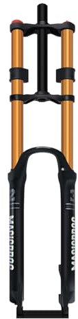 JNTFNE Mountain Bike Suspension Fork 26 27.5 29inch 1-1/8 Straight Air Fork Travel 180mm Double Crown Downhill Fork 9 * 100mm QR Disc Brake Front Fork Manual(Gold,27.5in)