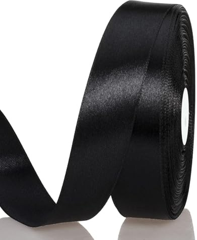 Satinband Schwarz 20 mm Breit Schleifenband, 91 m Geschenkband Stoffband Satin Dekoband Seidenband zum Basteln, Geschenkverpackung, Kunsthandwerk, Geburtstag Hochzeit Taufe Weihnachten Dekoration