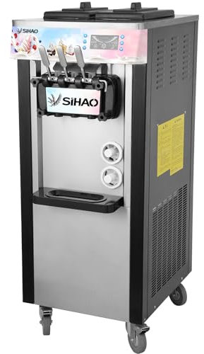 Furvveerr 1950W Macchina del Gelato Commerciale 22-28L/H Macchine per Yogurt Gelati Professionale Ice Cream Maker Schermo a Colori Gelatiera da Verticale a 3 Gusti per Snack Bar Ristorante ﻿
