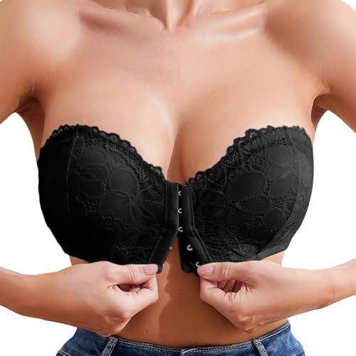 Soutien Gorge Bandeau Dos Nu Chair Push Up Scotch Poitrine Femme Ouverture Devant Soutien-Gorge Complexe Anti-Dérapant Forte Bretelle Transparente Sans Bretelles Invisible Avec Armature Adhesif