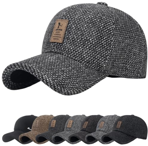 YKDLLF Casquette de Baseball d'hiver Hommes avec Cache-Oreilles Pliable Casquette de Baseball Chapeau d'hiver en Warm Winter Baseball Cap