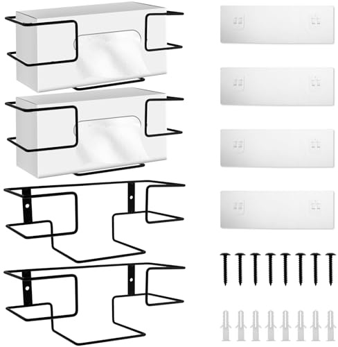 4 Stück Handschuhhalter,Handschuhbox Halter aus Eisen, Wandmontage Handschuhspender für Einweghandschuhe,Mehrzweck Taschentuchhalter für Küche,Krankenhaus,Labor,Gastronomie(4PCS,schwarz)