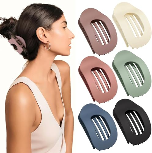 Pince Cheveux Femme Plate 6 Pièces Griffes Clips Antidérapantes Epais Grosse Pince Pinces à Cheveux Élégantes Maintien Plateforme et Sûr Pince à Cheveux Mat Confortable pour Conduite Détente Allongé