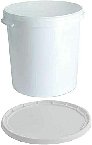 JMS we create smile - 25 Litre White Plasterers Mixing Bucket with Lid for Mixing Cement, Plaster, and Building Materials (Bucket with Lid)
