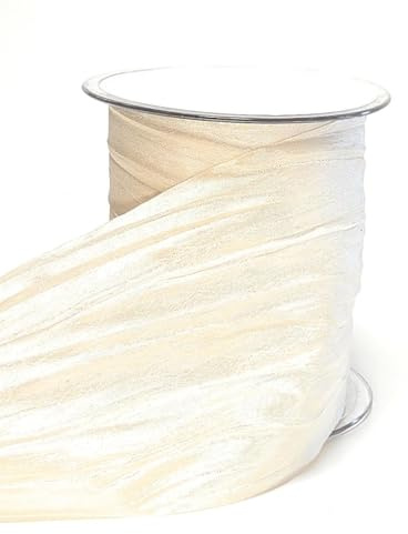 s.dekoda Tischband Crash 15m x 100mm Creme Beige Crashband glänzend Dekoband Crashstoff Knitterband [D2234-420]