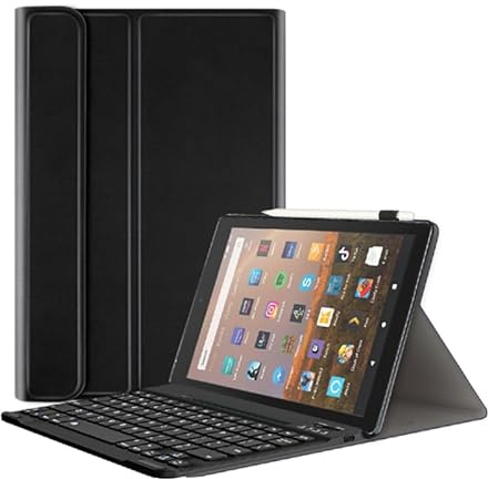 leleyo Tastatur hülle für Amazon Fire HD 8 8 14th/12th/10th Generation Hülle mit Tastatur magnetische abnehmbare QWERTY für Fire HD 8 Plus,Schwarz