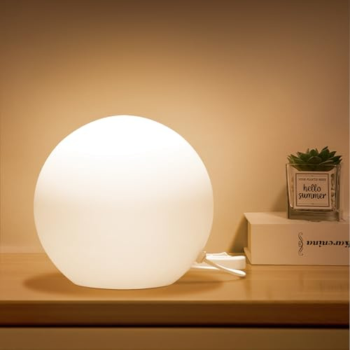 NewBiz Bri 7,8 Zoll Tischleuchte mit Glaskugel-Design – Stilvolle Kugelleuchte für Schlafzimmer, Wohnzimmer und Bücherregal. Moderne Gestaltung, perfekt für die Wohndekoration. Ohne Leuchtmittel