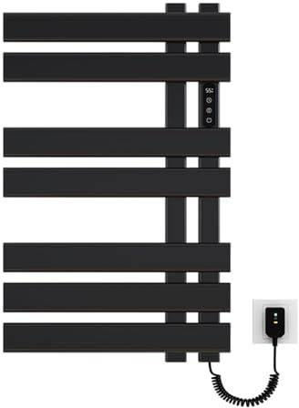 Scaldasalviette elettrico, da parete, con controllo touch, asciugatura intelligente a temperatura costante, per bagno e camera da letto (bianco/nero)