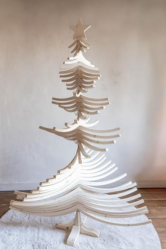 Like a Tree® Weihnachtsbaum Holz - Swing - 200H x 136B cm I Minimalistischer Weihnachtsbaum im skandinavischen Design I Tannenbaum aus Holz mit verstellbaren Holzlatten I Weihnachtsbaum Alternative