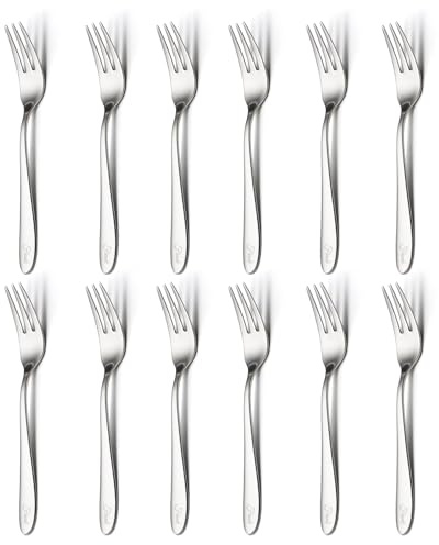 EIUBUIE personalisierter Kuchengabeln mit Gravur, 12 Stück Dessertgabel Set | 15,5cm, Edelstahl Obstgabel, Haus/Café/Konditoreien, Spülmaschinenfest, Individuelles Geschenk für Hochzeit/Geburtstag
