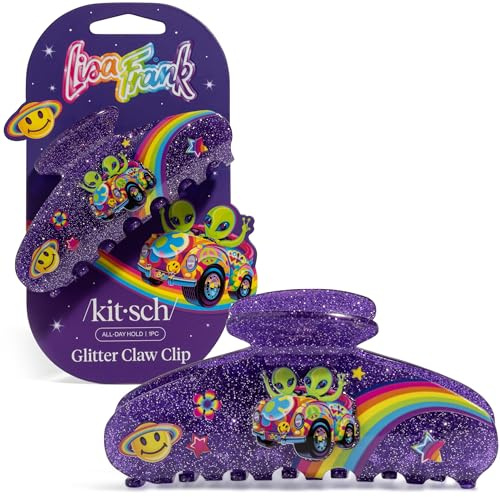 Lisa Frank x Kitsch Purple Glitter Hair Clip for Women – Secure Hold Claw Clip | Sparkly Hair Accessories with Strong Grip | Ideal Gifts for Women, Teens - Zoomer and Zorbit