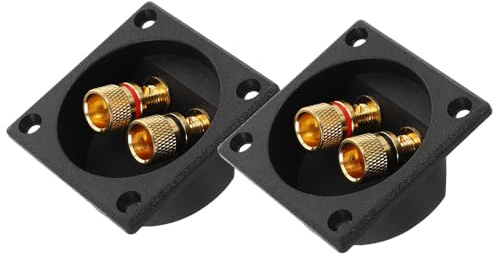 BUGUUYO Morsettiera per connettori pin 57x57mm scatola di giunzione per casse acustiche in plastica e ottone per subwoofer auto 2 pezzi