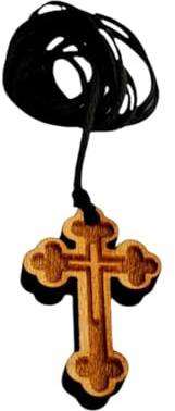 IconsGr Christlich-orthodoxe religiöse Anhänger Halskette mit Holzkreuz / 59, Holz