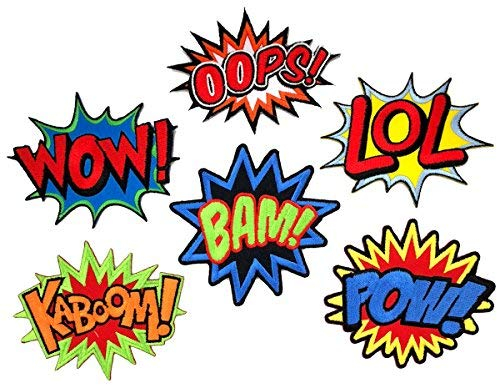 i-Patch - Patches - 0102 - Wow - LOL - Oops - Bam - Kaboom - Pow - Comic - Art - Sprechblase - Stickerei - Applikation - Aufnäher - Sticker - Badge - Flicken - Aufbügler - Bügelbild - iron-on