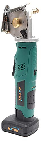 KATSU Taglierina Elettrica Rotante per Tessuti 12V con 2 x 4,0Ah Batterie Forbici per Tessuti a Batteria, Lama Dia. 70mm e 25mm Max Spessore di Taglio, per Tessile Pelle Tappeto