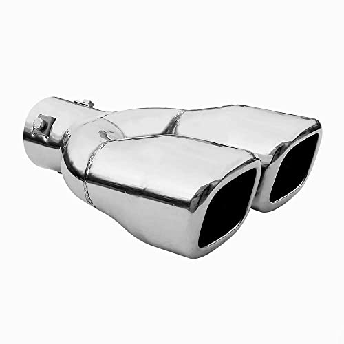 Doppel Endrohr Auspuff Blende Auspuffrohr Edelstahl Chrom Auspuffendrohr Universell Schalldampf Endstück Endrohrblende Sportauspuff Optik Tuning