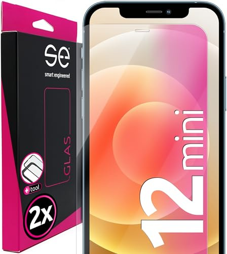 2 x se® für iPhone 12 mini für Panzerglas - aus Deutschland 100% Passgenau mit Installationshilfe, kompatibel mit iPhone 12 mini Schutzfolie Schutzglas, Anti- Kratzer 9H Härte HD-Klar 100% Funktion