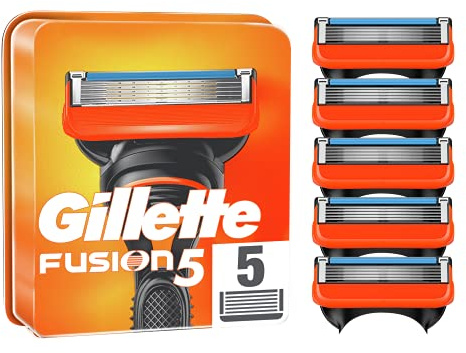 Gillette Fusion 5 Cuchillas de Afeitar Hombre, Paquete de 5 Cuchillas de Recambio (el embalaje puede variar)