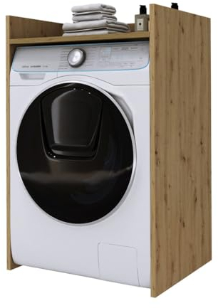 3E 3xE living.com Armadio per Lavatrice su Piede Durevole con Mensola - Bagno Artigiano Oak 64 cm x 97,5 cm x 50 cm, Colonna