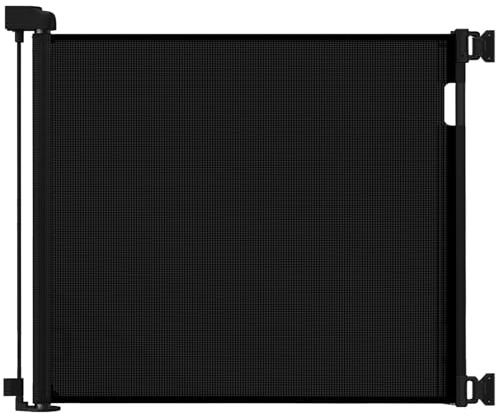 Veraste Retractable Baby Gate for Doorways and Stairs, Mesh Safety Gate for Pet, Indoor & Outdoor Use, One-Hand Operation, Easy Installation, 33.6 Tall, Expands to 55 Wide（Black,33.6x55