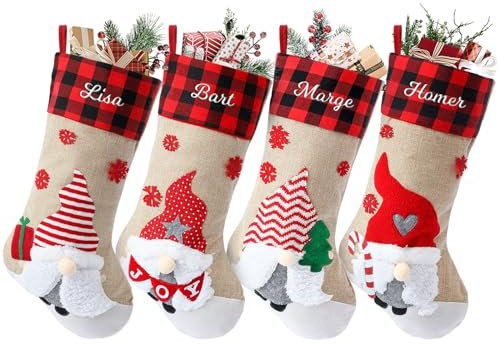 MJARTORIA Weihnachtsstrumpfe Personalisierte Nikolausstrumpf mit Namen Große 46cm Weihnachtssocken Kamin Hängenden Strumpf für Feiertags Familienparty Dekoration