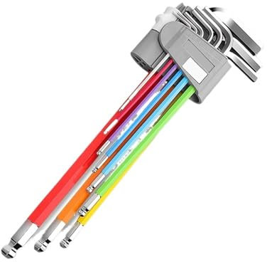 Llave Juego de llaves Allen, juego de 9 Uds., llave hexagonal, llave hexagonal Universal, 6 ángulos, llaves de bola de seis lentes, herramientas manuales de Color ( Color : Extra-long ball head )