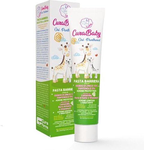 CURA FARMA Pasta Lenitiva Cambio Pannolino, con Pantenolo ed Ossido di Zinco. Crema per Bambini Irritazione Pannolino, Protegge Idrata Rigenera la pelle. Senza Siliconi, Parabeni, Petrolati 100 ml