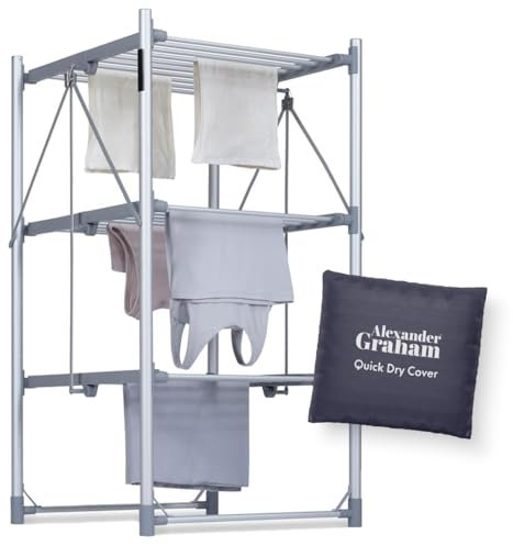 Alexander Graham | 3 Tier Heated Clothes Airer Dryer - with Built-in Energy Saving Timer - Easy Fold - Energy Efficent