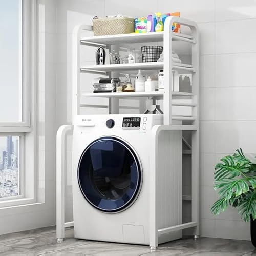 Deconation étagère De Dessus De Machine à Laver - Métal Blanc - 3 Niveaux Pliable 152,5 X 71 X 50 Cm