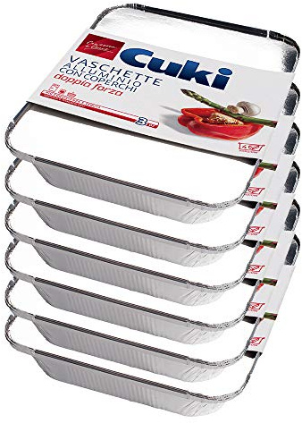 Cuki Vaschette Alluminio con Coperchi, 4 Porzioni, 6 Confezioni da 3 Pezzi