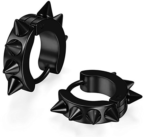 JewelryWe Schmuck Herren Damen Ohrringe, Creolen Ohrstecker, Edelstahl, Silber Schwarz Gold