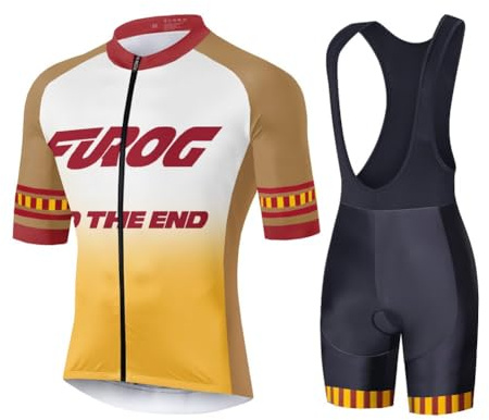 UGLY FROG Herren Radtrikot Set Fahrrad Trikot Langarm + Radhose mit Sitzpolster Fahrradbekleidung MTB Sportanzug Fleecefutter