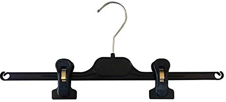 Kiroplast Grucce per Pantaloni Pinza Stampelle Salvaspazio Appendini Plastica Pinze Clip Gonne Appendini Gonne Grucce 36 cm (Nero, 30)