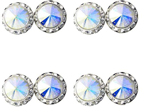 4 Pairs 15mm Rhinestone Round Shaped Acrylic Stone Inside Crystal Ear Studs For Dance Competitions Stage Performance Bridal Party Earrings Jewelry AB
