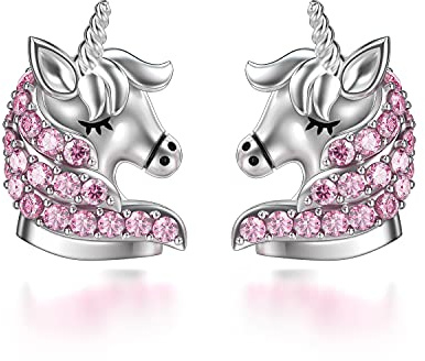 Einhorn Ohrringe Sterling Silber 925 Mädchen Kinder Ohrstecker, Einhorn Schmuck Geburtstag Geschenke für Frauen Tochter