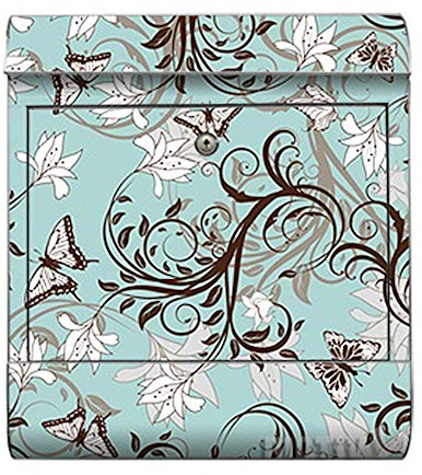 motivX-Ideenwerkstatt Briefkasten Kombi Wandbriefkasten mit Motiv Florales in Türkis
