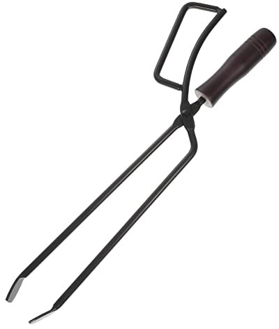 MEETOZ Pince à charbon de bois, pince à charbon pour barbecue, cheminée, poêle à bois, longue pince à épiler pour foyer, feu de camp, accessoires