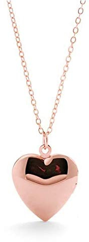 BlackAmazement 316L Edelstahl Anhänger Halskette Herz Heart Foto Photo Medaillon Amulett Klappherz Zum Öffnen für Bilder Silber Rose Gold Poliert Damen