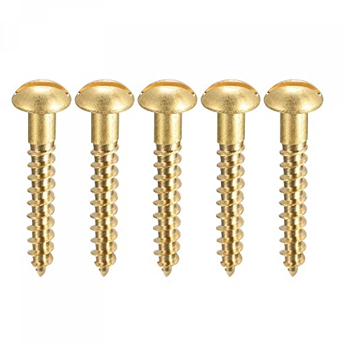 sourcing map 20 Stück Schlitz Rundkopf Holzschrauben M4 x 25mm Messing Blechschraube Halbrundkopf Linsenkopfschrauben