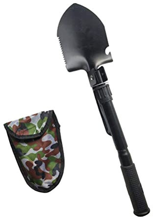 Pelle Pliante Portable Multi Outil Pelle en Acier Allié Robuste, 16,1 Pouces Pelle De Survie en Plein Air Camping Randonnée Excursion Sac À Dos Pelle À Neige Pelle De Secours De Voiture (Le Noir)